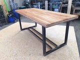 industrial steel framed table and Xlam top